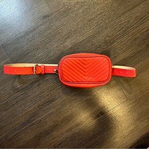 Red Faux Leather Belt Bag